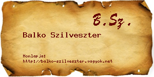 Balko Szilveszter névjegykártya